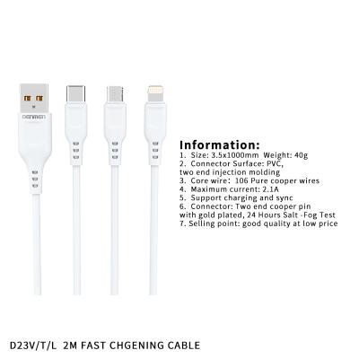 China Universal Most Products Black And White Fast Charging Portable Micro Usb Cable 2.1A 2M Mobile Phones Data Cable for sale