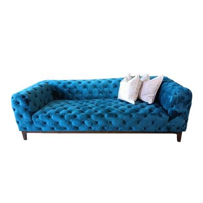 China Living Room Modern Customized 3 or 4 Seat Soft Velvet Tufted Chesterfield Sofa Couch for sale