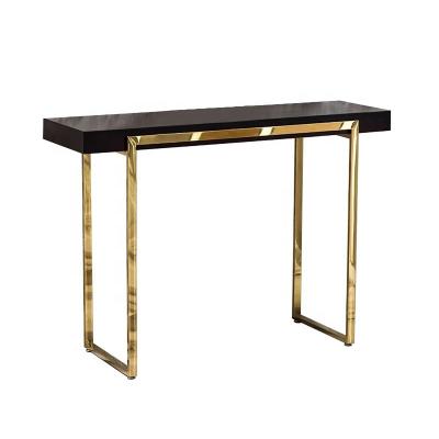 China 2020 Latest Black &Gold Solid Wood Console Table Accent Table for Entryway Square Base Metal for sale