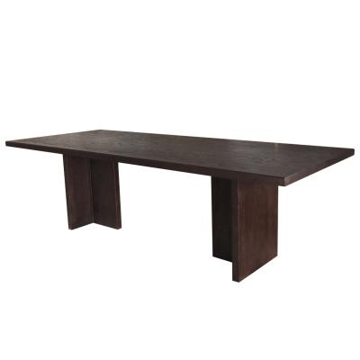 China Modern Home Dining Room Furniture 8 Seater Long Rectangular Oak Solid Wood Dark Walnut Stain Dining Table for sale