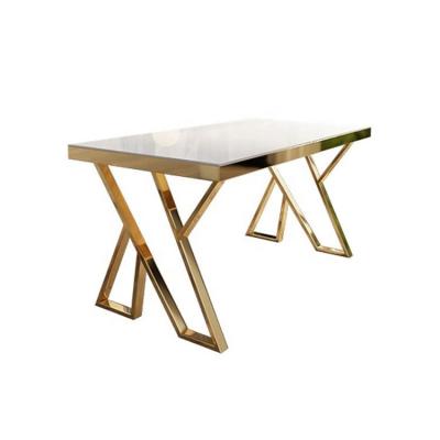 China Modern Dining Room Furniture Rectangular Gold Dining Table with High Quality Stainless Steel Frame en venta