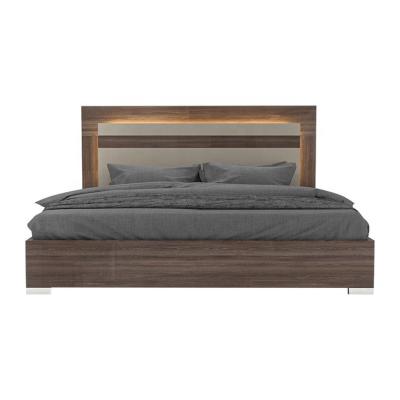 China Bedroom Furniture Luxury Walnut Color King Size High Headboard Wooden bed for sale for sale