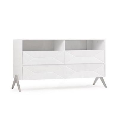 Chine High Quality Stainless steel leg Design Bedroom Furniture Glossy White Bed set furniture Dresser modern chest of drawers à vendre