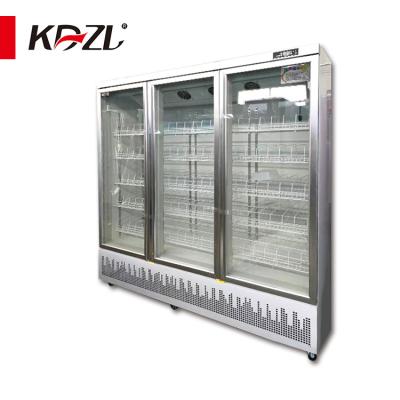 China Single-Temperature Hot Sale Beverage Fridge Three Door Glass Beer Display Fridge With Low Noise for sale