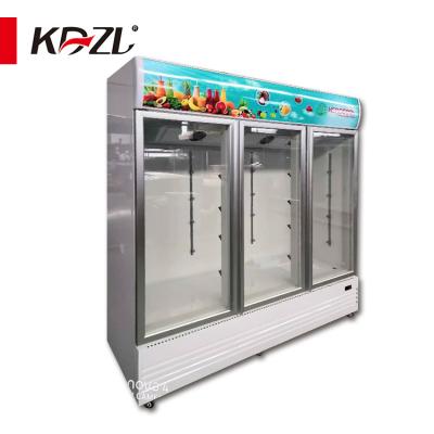 China Single-temperature Glass Beverage Display Freezer Commercial 2 Door 3 Beverage Cooler Fridge With Large Capacity for sale