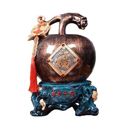 China China New Chinese Style High-Grade Resin Opens Wood Grain Gold Large Piggy Bank Home Living Room Office Finding Decorations for sale