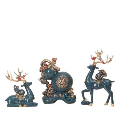 China Creative China 3 Pieces Gourd Resin Gift/Set Living Room Nordic Cabinet Decoration Opens Deer Like Interior Home Decoration Crafts for sale