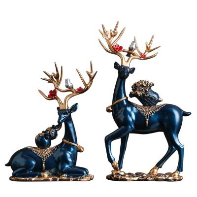 China Modern North America Christmas Fawn European Creative Living Room Home Study Resin Ornaments Crafts Gifts for sale