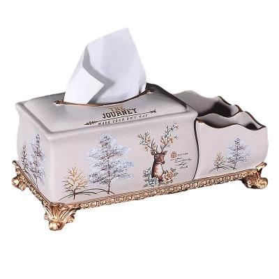 China New home decoration home craft paper napkin box set European remote control to receive multifunctional living room dining room modern home furnishings for sale