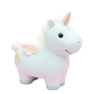 China Resin Coin Savings Bank Opens Deer Unicorn Piggy Bank Table Home Decor Birthday Gift Coin Change Table Jar for sale