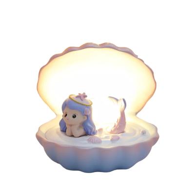 China European Crown Princess Mermaid Night Light Resin Desktop Ornament Creative Gift Girl Birthday Gift Student Decoration for sale