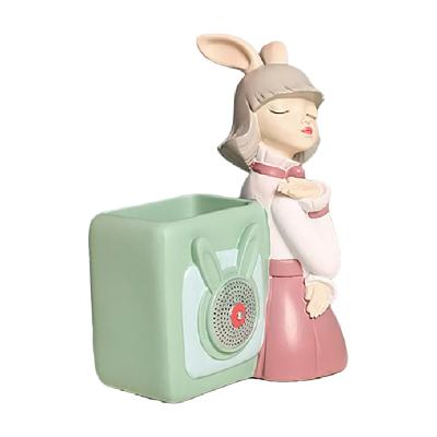 China Creative Cute Creative Cosmetic Storage Box Holder Storage Rabbit Crafts Ornaments Dresser Desktop Decorative Decorations for sale