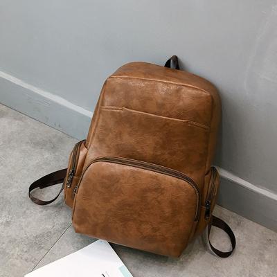 China 2020 OEM Multifunctional Travel Custom PU Leather School Business Laptop Backpack For Student for sale