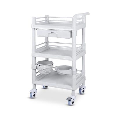 China Durable ABS Hospital Medical Instrument Trolley Two Layers With Luxurious Wheels for sale