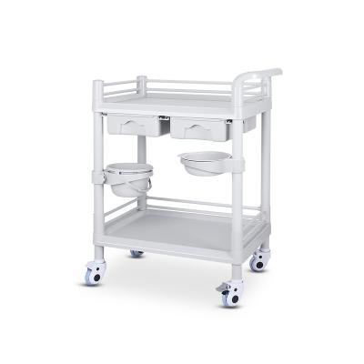 China Durable ABS Medical Trolley Plastic Serving Cart White For Hospital Clinic Beauty Salon for sale