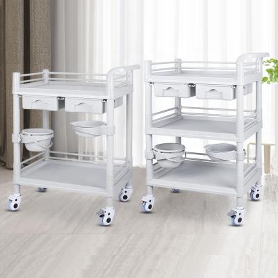 China Durable Hospital Furniture 3 Layers ABS Medical Trolley Trolley With Luxurious Wheels for sale