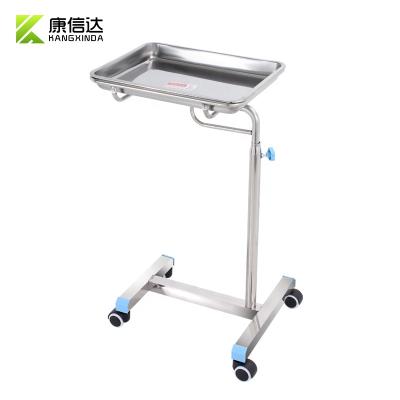 China Detachable Adjustable Height Stainless Steel Medical Cart Tray Stand Mayo Surgical Table With Wheel for sale