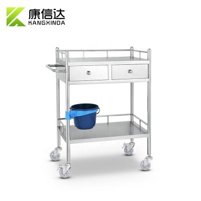 China Durable Stainless Steel Hospital Nursing Cart Medical Treatment Trolley With Wheels And Drawer for sale