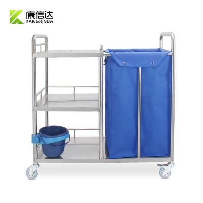 China Hospital Furniture Stainless Steel Detachable Medical Nursing Cart With Wheels Canvas Bag for sale