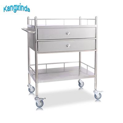 China Factory Price Modern Hospital Cart 3 Tier Stainless Steel Medical Trolley With Drawers And Wheels for sale