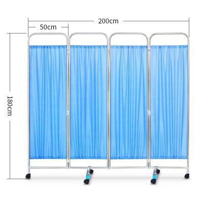 China Thickened Stainless Steel Folding Stainless Steel Privacy Curtain Medical Hospital Ward Bed Screen With Wheels for sale