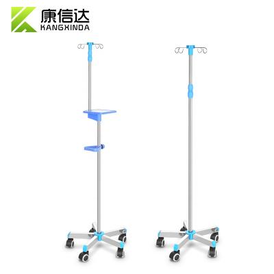 China Modern Height Adjustable Stainless Steel Hospital IV Drip Rack With Lugs Wheels for sale