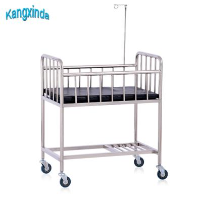 China Hospital Bed Stainless Steel Hospital Baby Cradle With Wheels And Mattress for sale