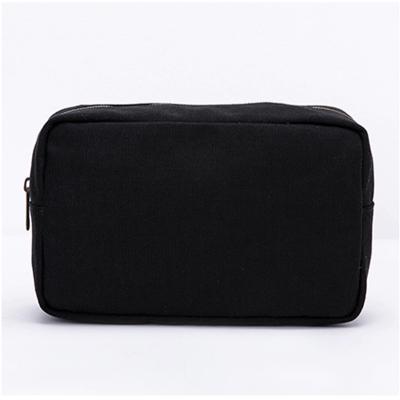 China Factory Customized Simple Cotton Canvas Makeup Bag Back Zippered Cosmetic Bag Zippered Clutch Bag for sale