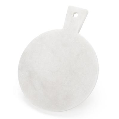 China Viable Original White Marble Plate Steak Pizza Stone Round Refractory Baking Cutting Board for sale