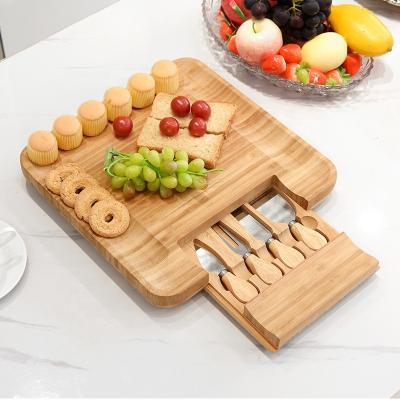 China Viable Hot Sale Acacia Kitchen Charcuterie Wooden Tray Bamboo Cheese Cutting Board Set for sale