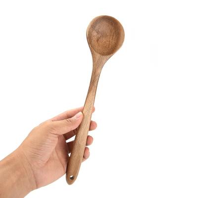 China Cheap Bulk Viable 11 Inch Serving Soup Acacia Wooden Scoop Spoon Cookware for sale