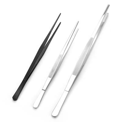 China Viable Professional Precise Chef Stainless Steel Kitchen Tongs Tongs Remover Tips Food Tweezers for sale