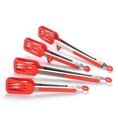 China Sustainable Classic Multi Function Types Stainless Steel Handle Silicone Salad Food Buffet Serving Tongs for sale