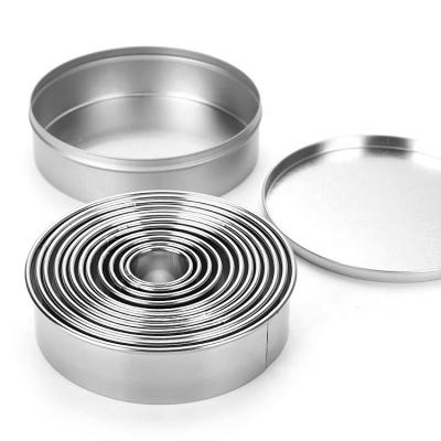 China Sustainable 12 Pieces Graduated Sizes Circle Shape Stainless Steel Cookie Cutters Cookie Plain Edge Round Mold for sale