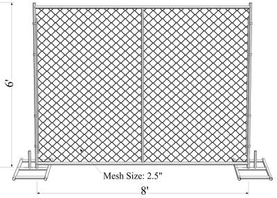 China ASTM -A392-06 temporary chain link fence panels 6ft x 10ft construction fence Tubing 1⅗