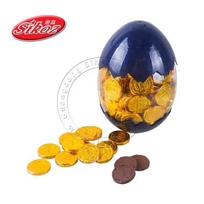 China Hot Sale Chocolate Types Gold Coin Sweet Chocolate Candy In Egg Pot Piece for sale