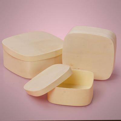 China Handmade Cheap Unfinished Poplar Wooden Box Poplar Wooden Round Cheesecake Boxes for sale