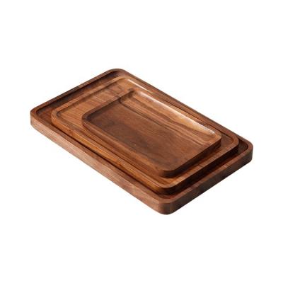 China Black Walnut Eco - Friendly Food Wooden Serving Trays Rectangular Coffee Tea Wood Tray for sale