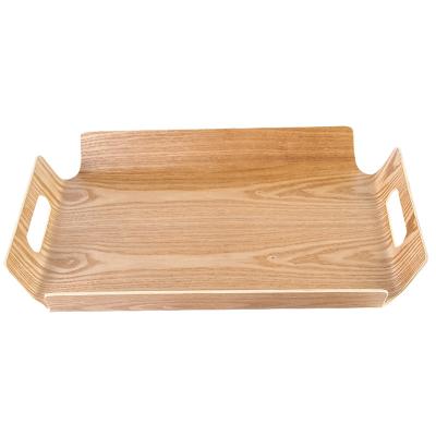 China Eco-friendly Wooden Curved Coffee Tray Plywood Bent Wood Bread Serving Trays Wholesale for sale