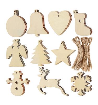 China Europe Wooden Christmas Decor DIY Wood Crafts Christmas Tree Hanging Ornaments for sale