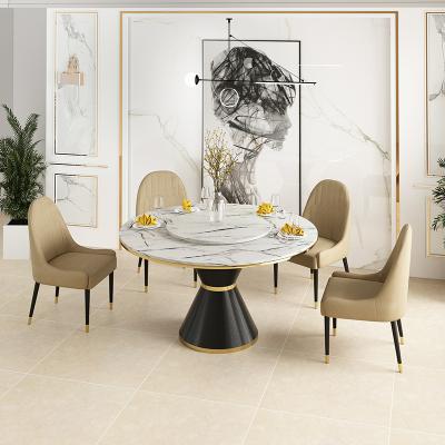 China Simple Simple Style Dining Room Furniture Round Stainless Steel Marble Dining Table for sale