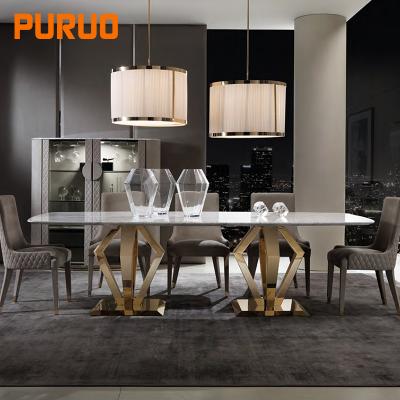 China 8 Seater Luxury Gold Mirror Dining Table European Style For Dining Design for sale