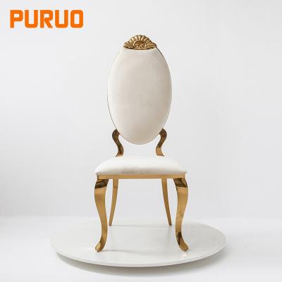 China High Quality Factory Price PURUO Dining Chairs Modern Furniture Restaurant Gold Metal Legs Dining Chair for sale