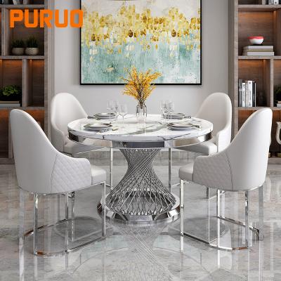 China Hot Sale PURUO Dining Room Furniture Modern Luxury Dining Table Leather Velvet and Fabric PU Velvet Dining Chair for sale