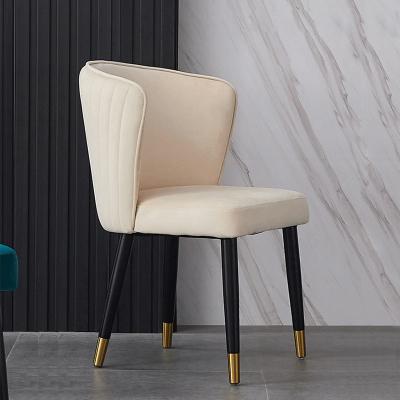 China High Grade Modern Dining Room Furniture Painted Steel Rice White Velvet Dining Chair for sale