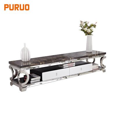 China PANEL Marbal Top TV Stand Stainless Steel Base For Living Furniture for sale