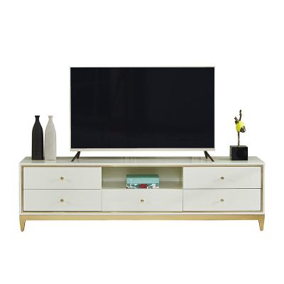 China PANEL Modern Stainless Steel TV Stand White Base For Living Design for sale