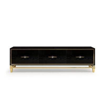 China Modern PANEL Black Wood TV Cabinet Stand For Living Design for sale