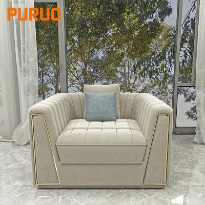 China PURUO Modern Design Living Room Furniture Corner Chair Velvet Leather Bed Fabric Sofa Set Cooling for sale