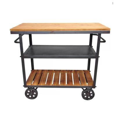 China KD Iron Movable Frame Storage Serving Kitchen Island Easy Assembling Rolling Cart With Rack for sale